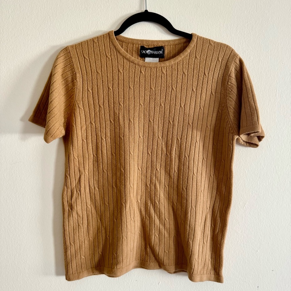 Sag Harbor Tan Ribbed Knit Top